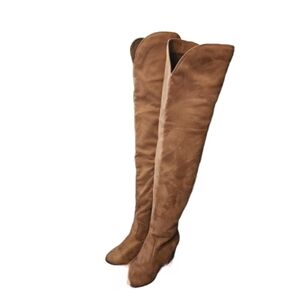 Womens 7 Nessa Brown Suede Over-the-Knee Thigh-High Western Boho Heeled Boots